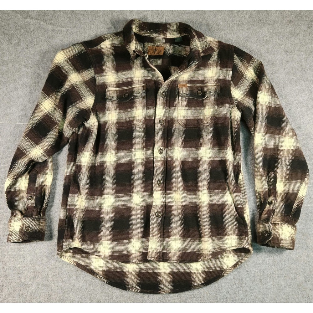 Orvis Flannel Shirt Mens M Brown Plaid Long Sleeve Button Down